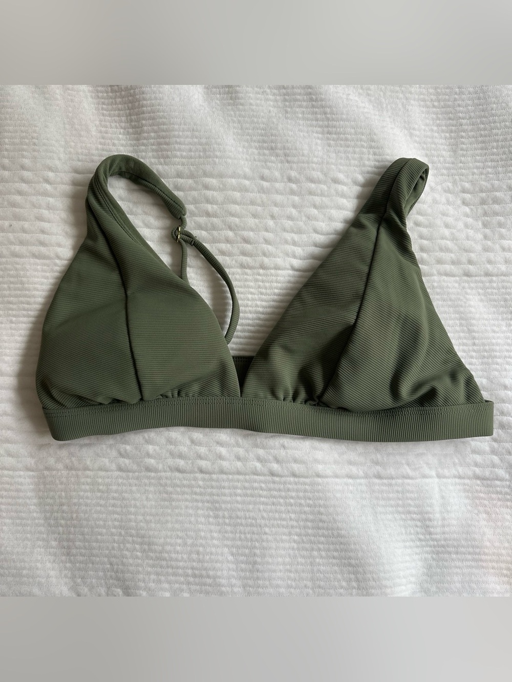 Time and Tru Olive Green Triangle Swim Bikini Top